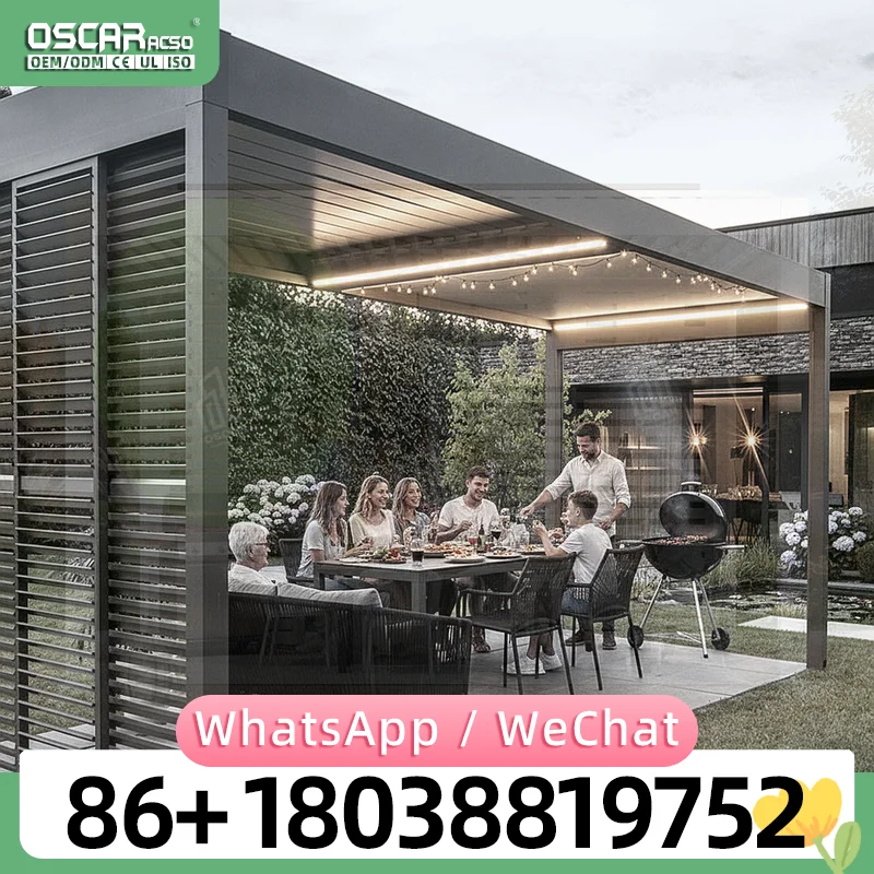Outdoor Aluminum Frame Pavilion for Garden Use Modern Style Durable Build Adjustable Size Ideal for Backyard Patio Picnic Area p