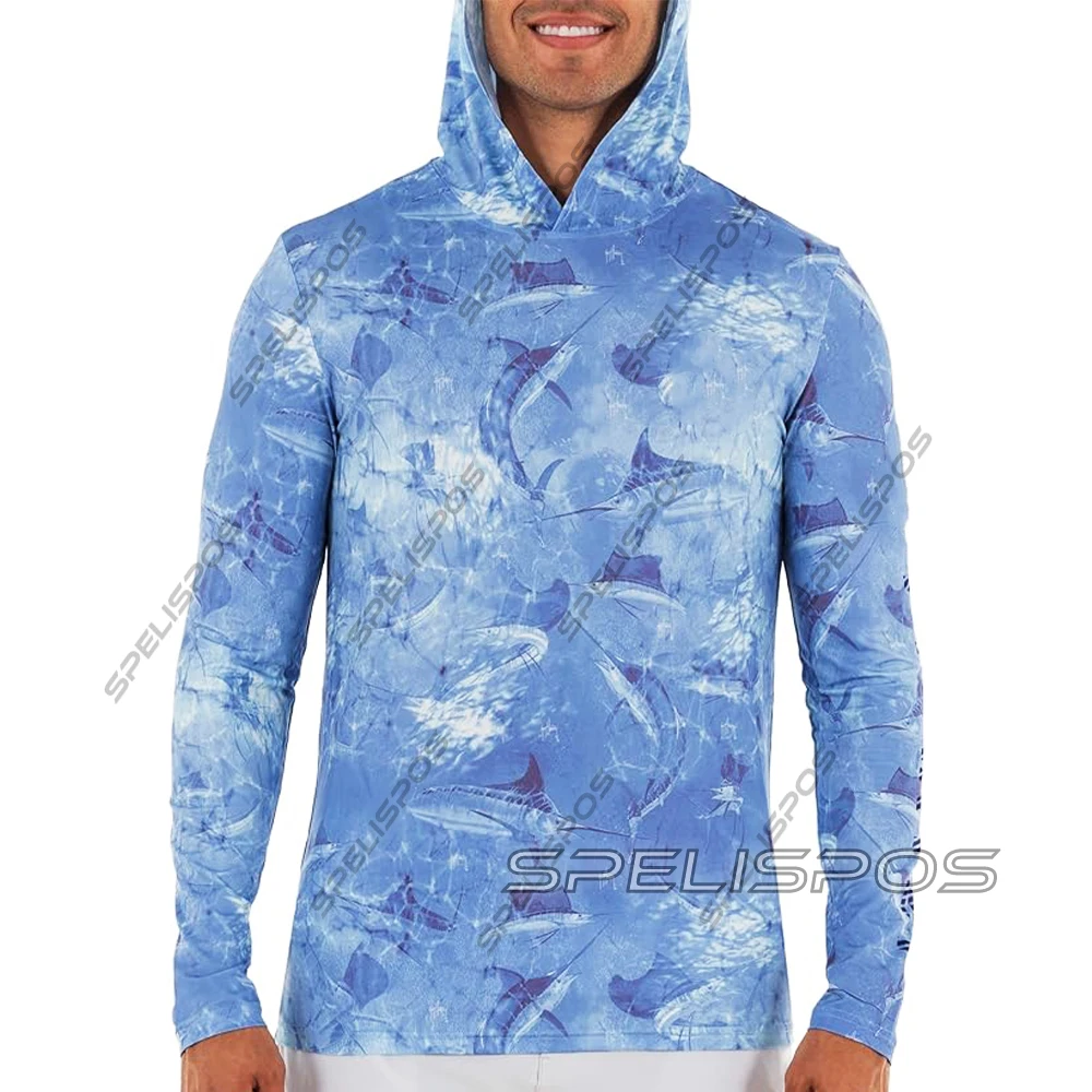 

Fish Tops Gear Anti-UV UPF50+ Fishing Hoodies Quick Dry Shirt Breathable Fit Beach Jersey Run Top Hood Angling Wear Surfing Hood