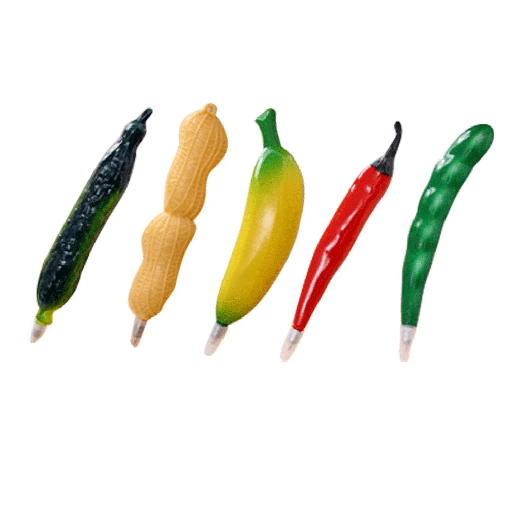 5Pcs Adorable Fruit Pens Long Lasting Student Stationery Supplies Writing Marking Cards Assorted Styles