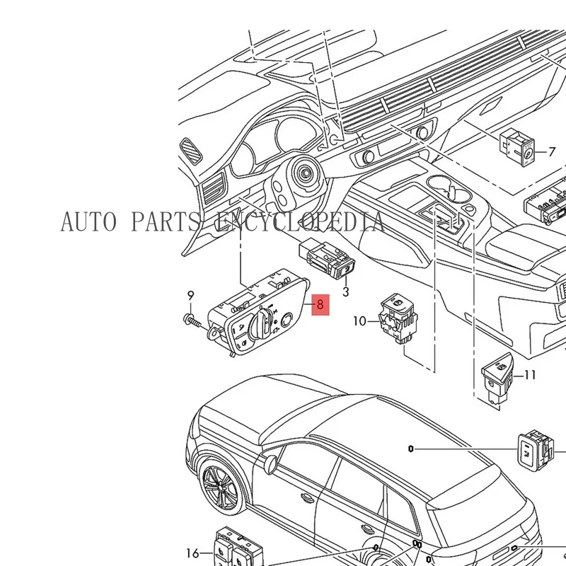 RRR+ Mutiple Auto HeadLight Switch 4M0941531P For Audi A4/Avant B9 16-25 Q7 4M 16-27
