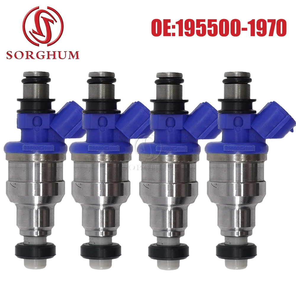 SORGHUM OEM Fuel Injectors Set (4) 195500-1970 for 1990-1997 Mazda MX-3 MX-6 Miata Ford Probe  Kia Sephia 1.6 2.2 I4 822-12104