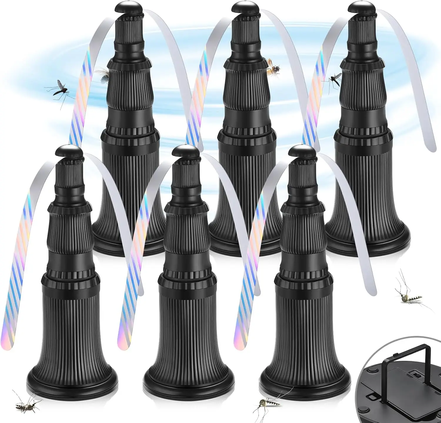 Portable Picnic Fly Fan Holographic Blade Battery Powered, Fly Repellent, Indoor Outdoor Use All Season Neutral