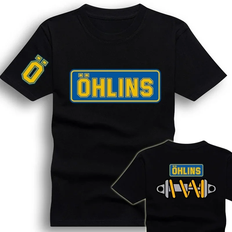 2026 Summer Men Ohlins Shock Suspension Racing Sports Oversized Short Sleeve T-Shirt Casual Streetwear Fashion Tee Tops