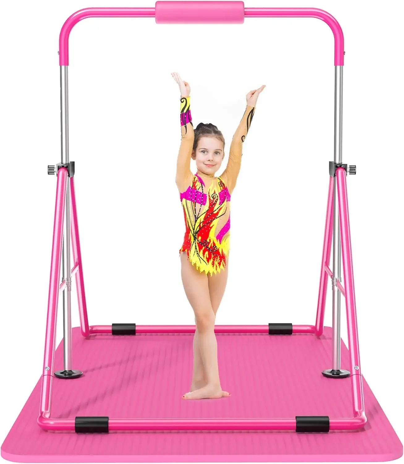 Expandable Gymnastics Bar for Kids - Height Adjustable Junior Training Bar for Home, Folding Gymnastic Horizontal Bars