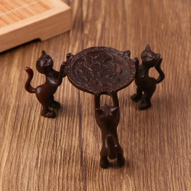 1 قطعة صينية صغيرة ريترو ثلاثة كيتي تصميم رائع مدخل وطاولة حامل ل مبخرة شمعة حامل غرفة ديكور صينية #5