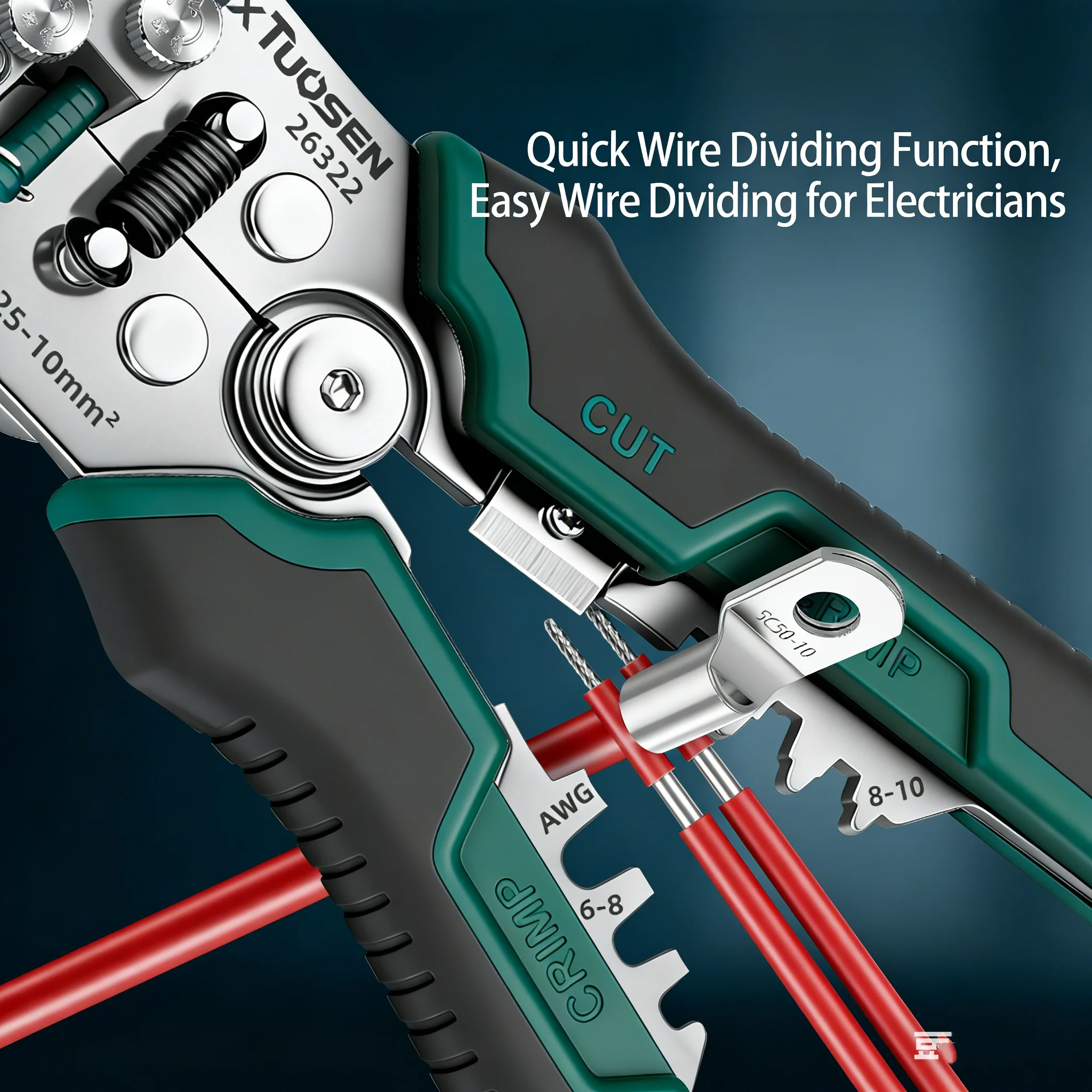 TUOSEN 2-in-1 Abisolierzange und Crimpzange Automatischer Kabelabisolierer für Elektrische Anschlussarbeiten – Detail 4