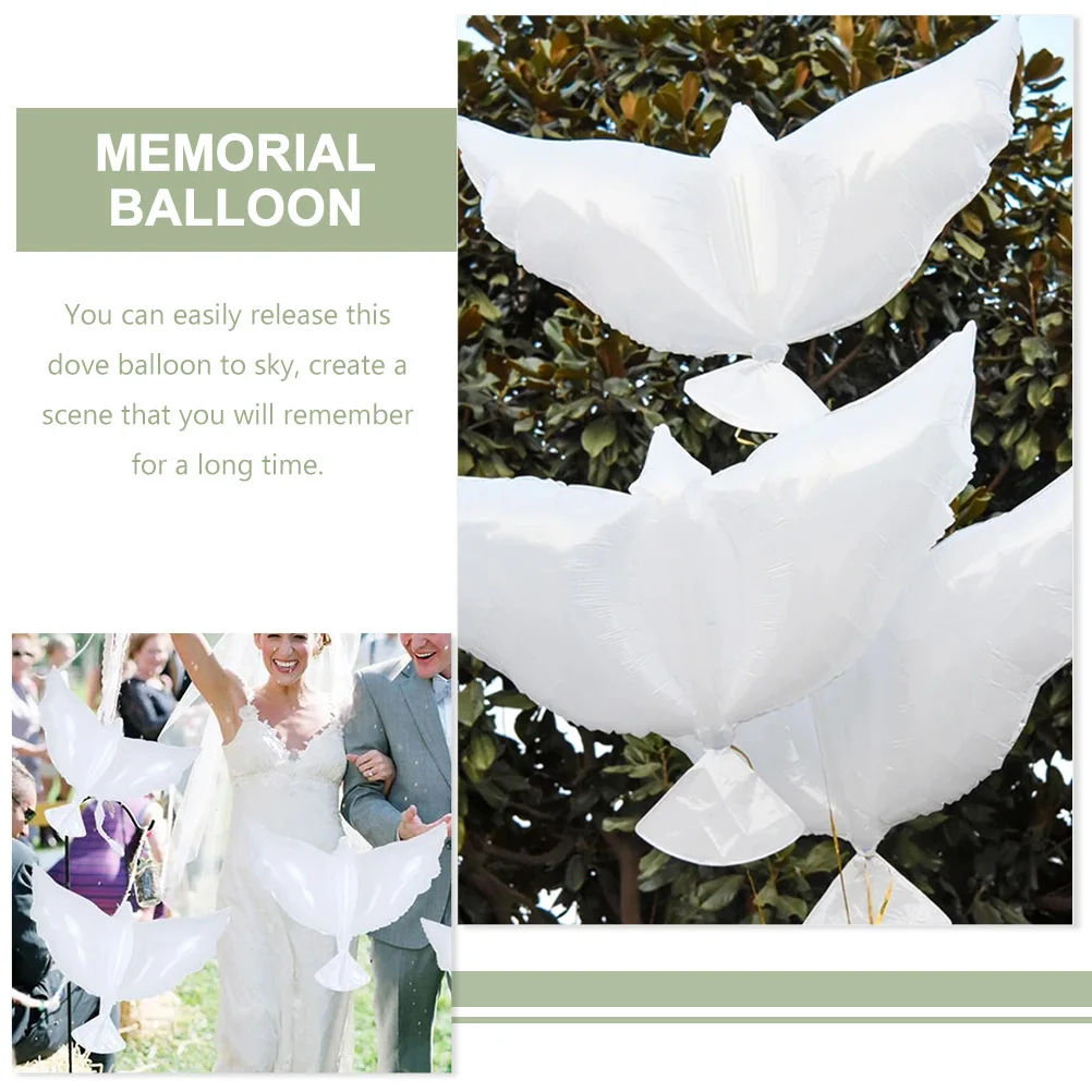 

10Pcs White Dove Balloons Aluminum Film Party Layout Wedding Birthday Festival Outdoor Decorative Balloons Memorial Balloon