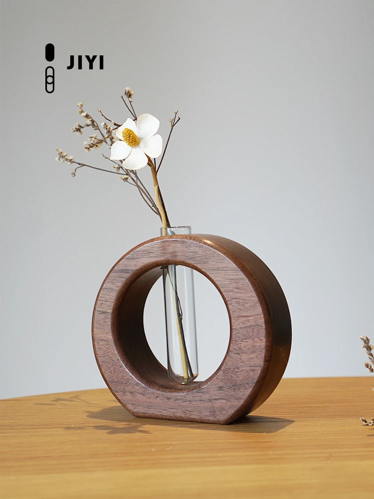 Simple Artistic Small Flower Vase Nordic Style Home Decoration Accessories Dried Flower Green Plant Real Wood Flower Pot