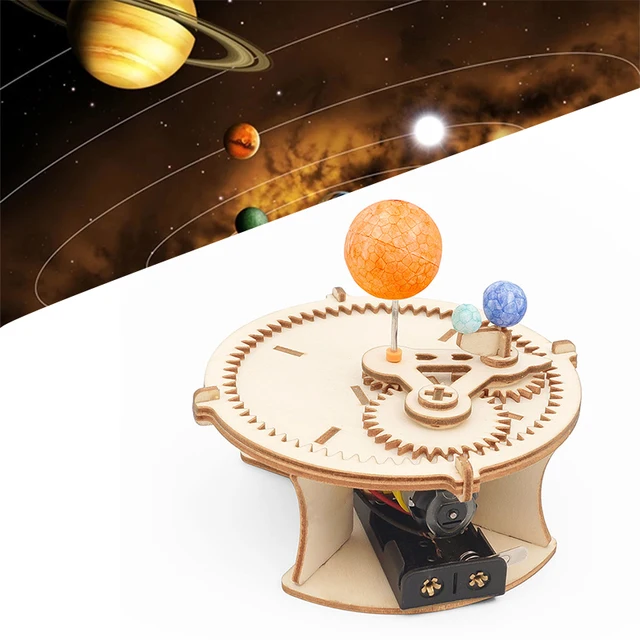 Układ Słoneczny Astronomia Słońce Ziemia Księżyc Model planety DIY Drewniane puzzle Zestaw mechaniczny Nauka Łodyga Zabawki edukacyjne dla dzieci