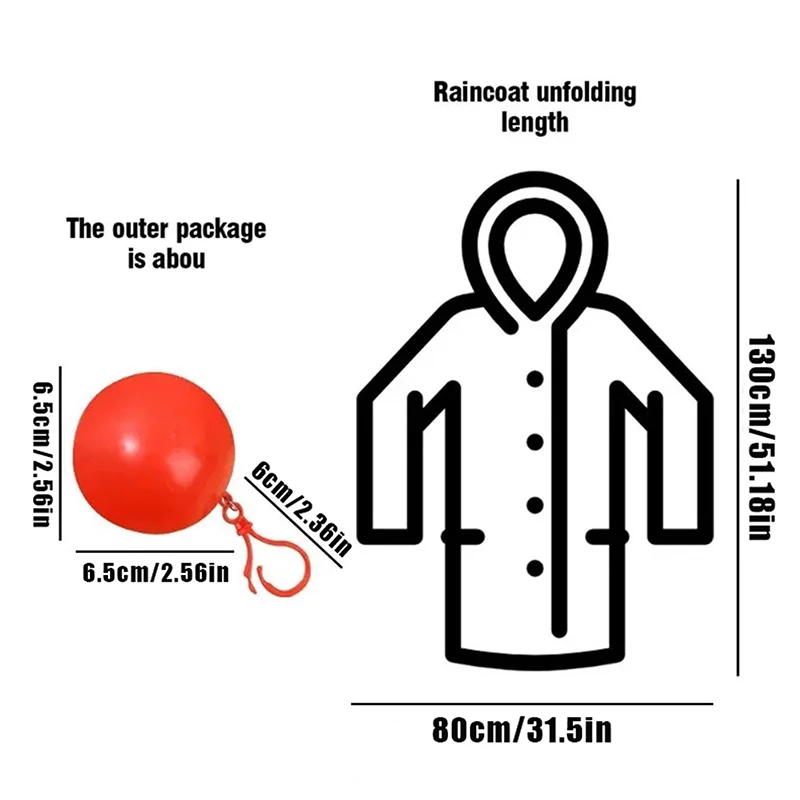 Portable Raincoat Colorful Ball Rain Poncho With Keychain Waterproof Outdoor Hiking Camping Adults Rainwear Keyring Ball