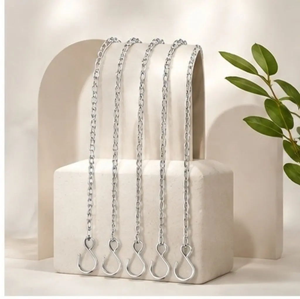 4Pcs Hanging Picture Chain Silver Decorative Metal Chain for Banners Posters Plant Hangers Supermarket Sign Heavy Duty Display