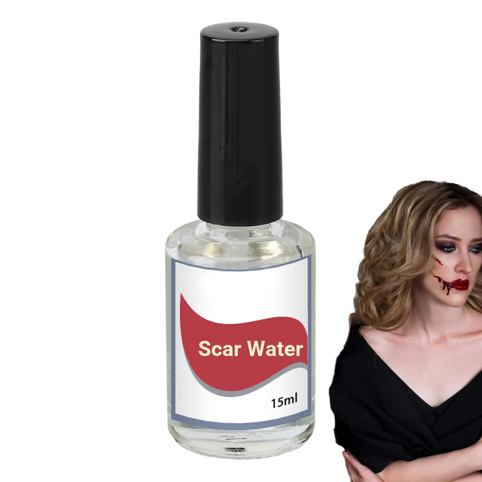 سائل مكياج شفاف 15 مل، سائل مكياج لامع، تأثيرات تجميل خاصة واقعية، سائل للتلفزيون والهالوين #4