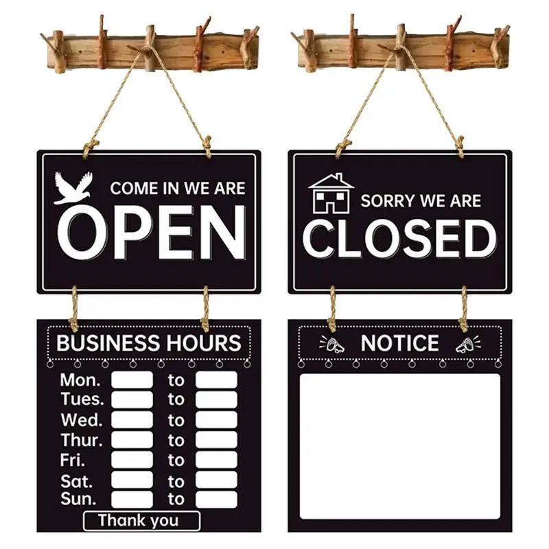 Double Sided Store Hours Sinal, Aberto e Fechado, Placas de Boas-vindas Decorativas, Horário Comercial Sinal, Loja e Ginásio