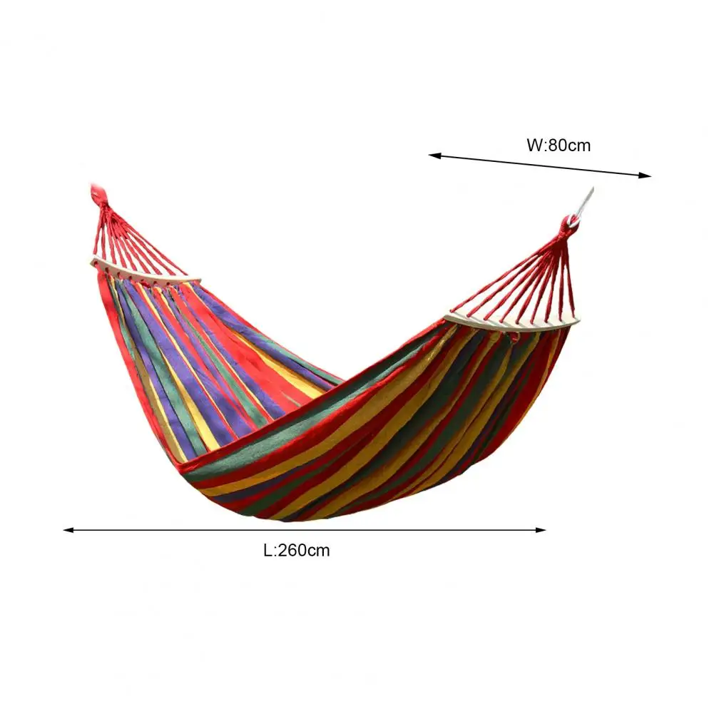 Striped Beach Hanging Hammock Adult Hanging  Bed  Soft Touch Strong Bearing Capacity Canvas Single Camping Hammock w/Storage Bag