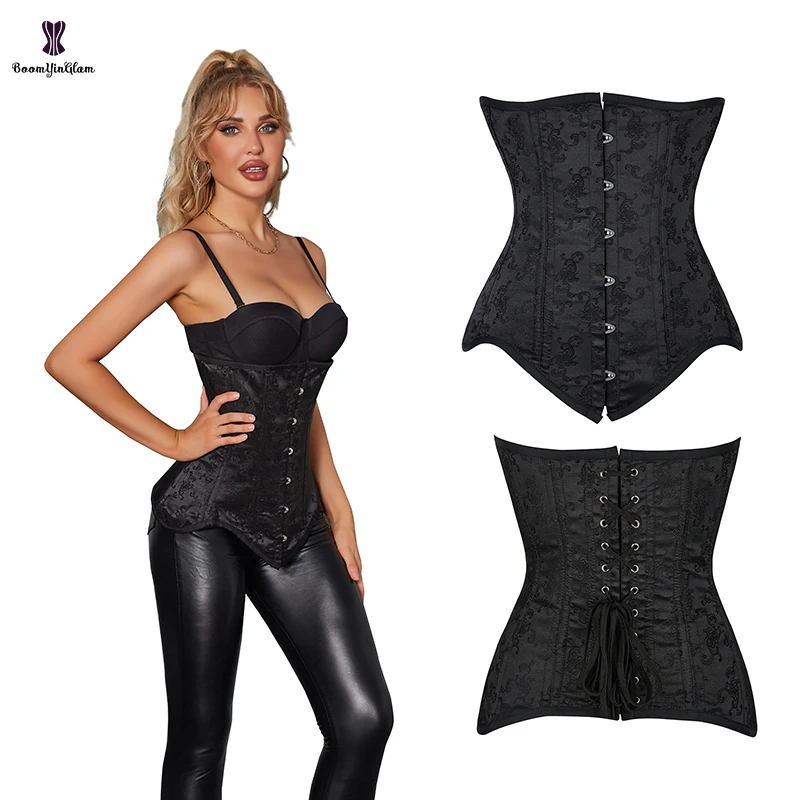 

Front 6 Busk Closure 10 Spiral Steel Bone Corset Top With Rope Heavy Duty Body Shaper Plus Size XXS-6XL Waist Trainer Bustier