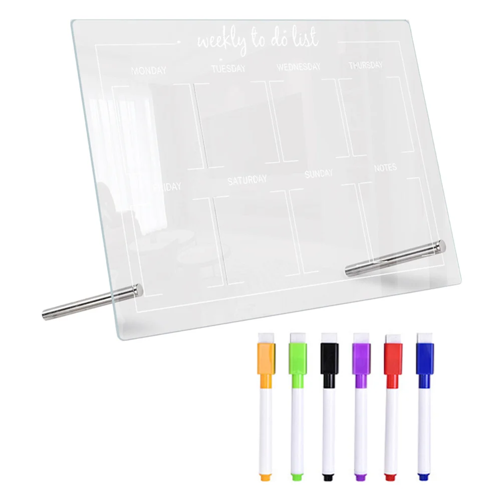 مجموعة واحدة من لوحة المسح الجاف القابلة لإعادة الاستخدام للمكتب، لوحة رسائل للكتابة من الأكريليك الشفاف، منظم مذكرة سطح المكتب، جدول مخطط #4