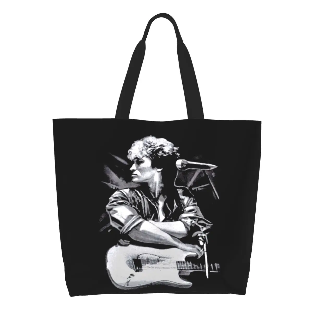 Viktor Tsoi Guitar Groceries Shopping Tote Bag Women Kawaii Rusian Rock Kino Canvas Shoulder Shopper Bag Large Capacity Handbags