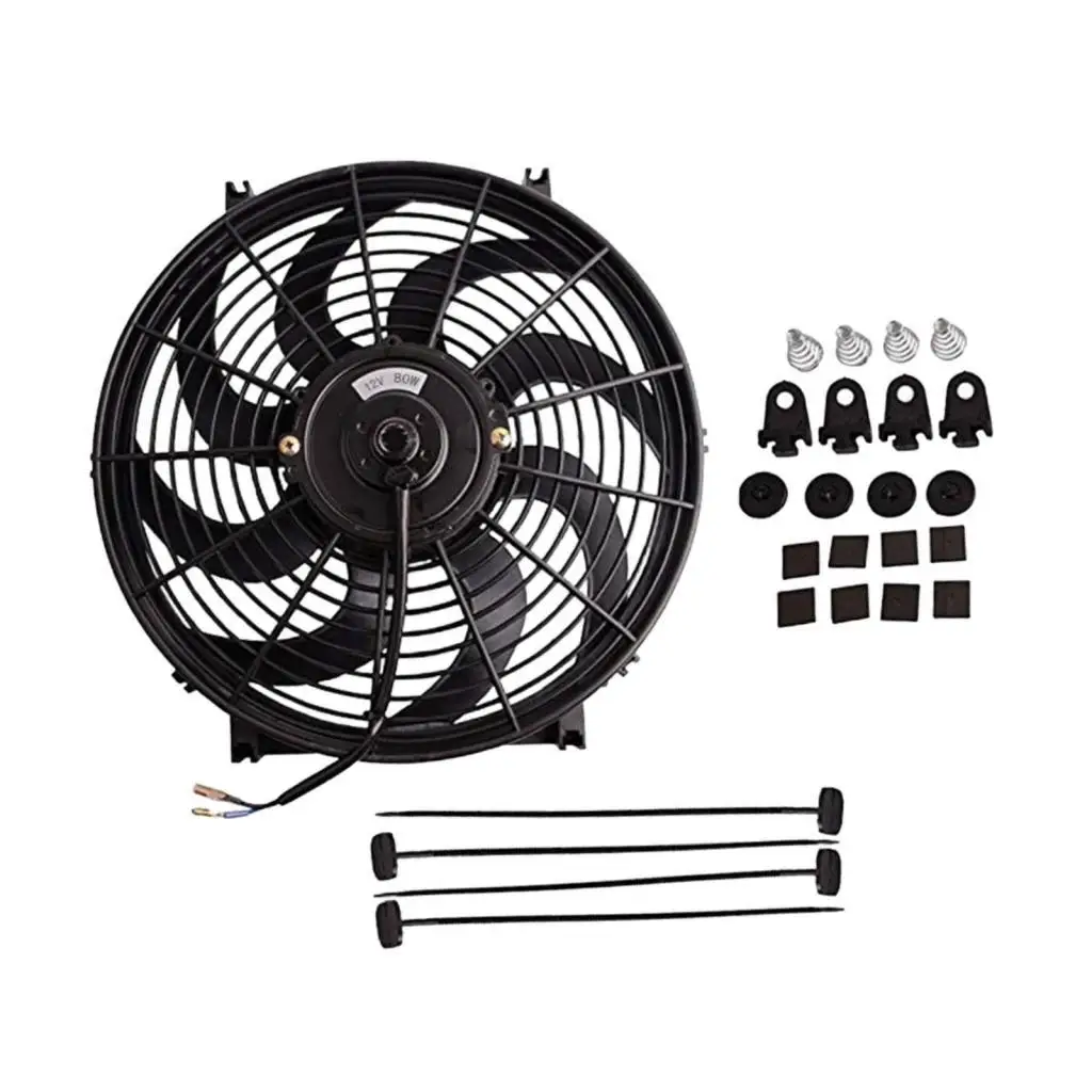 High Efficiency Radiator Cooling Fan 14 Inch Electric Engine Fan Ultra Slim Plastic Car Cooling Device for Vehicles