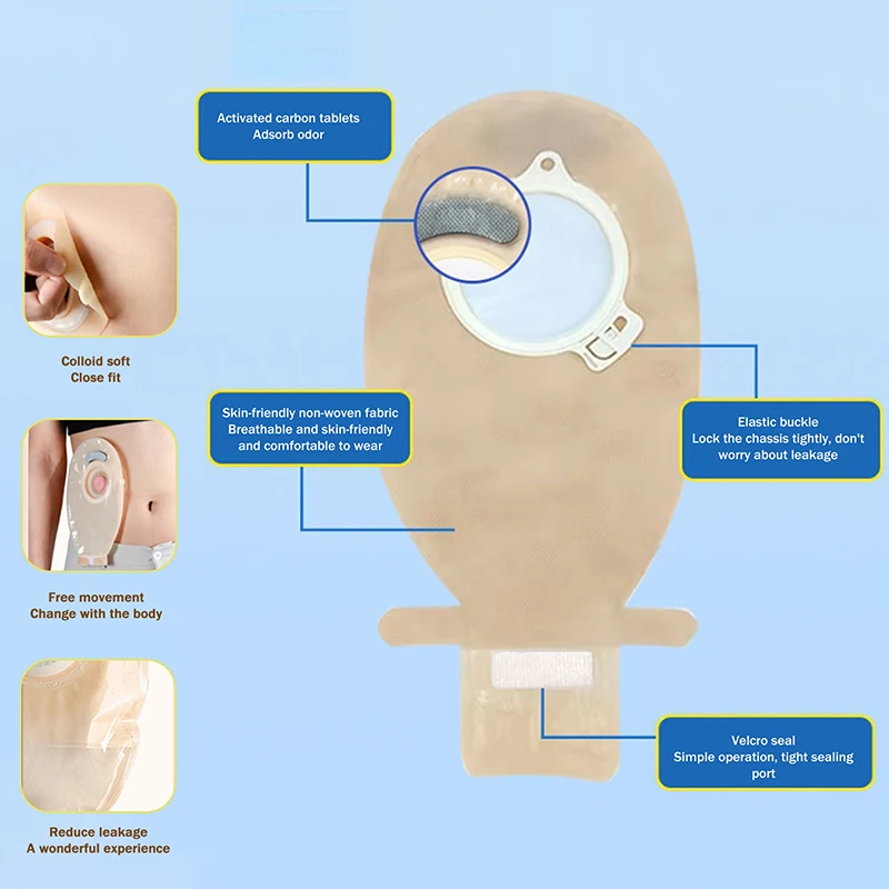 Disposable Ostomy Bags Skin Stoma Rings Leakproof Barriers Baseplates Built In Activated Carbon Sheet Lining Safe Daily Use Fits