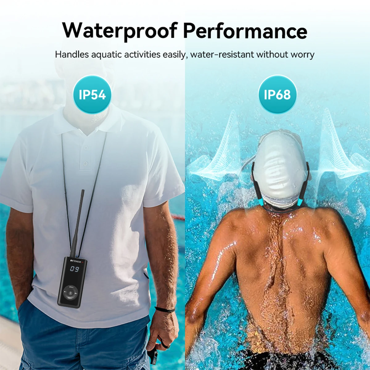 Retekess TT120 수영 코치 마이크 송신기 수영 토크 훈련 및 코칭 액세서리를위한 무선 통신 도구