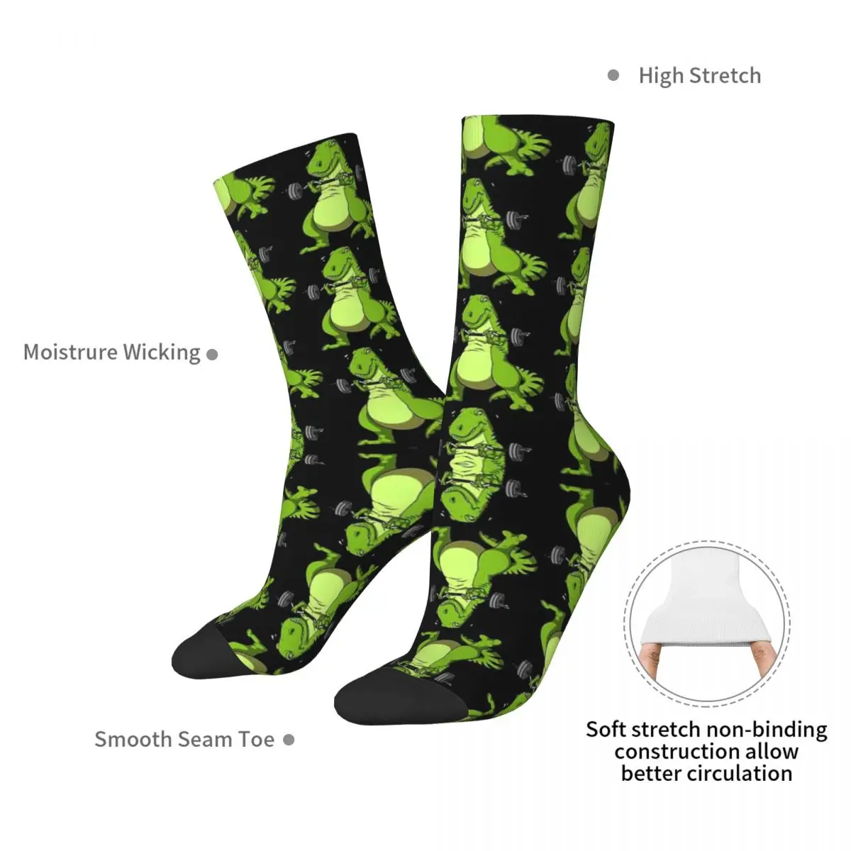 T-Rex Dinosaur Fitness Socks Harajuku High Quality Stockings All Season Long Socks Accessories for Unisex Gifts