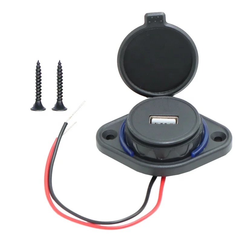 

Автомобильное зарядное устройство 12 В, 1 USB-порт в автобусе, лодке для сотового телефона, USB 2,4 А, автомобильная зарядка, два порта со светодиодными кольцами