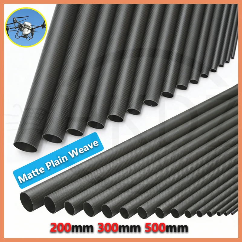 

1Pcs 3K Carbon Fiber Tube Matte Plain Weave Hardness Composite Material Length 200 /300/500mm OD 5mm to 50mm Fibre Tube