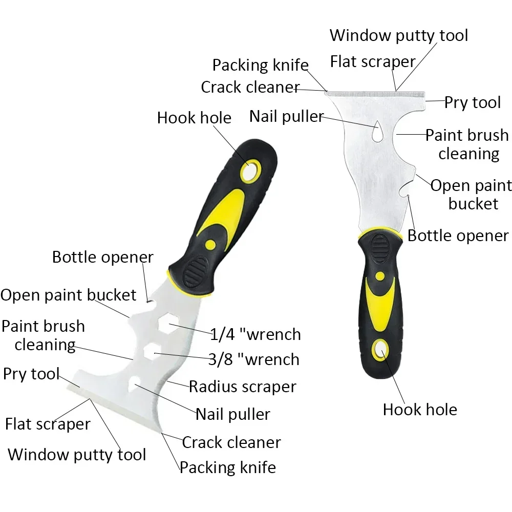 15 in 1 spatola multifunzionale in acciaio inox raschietto per vernice strumento di costruzione per carta da parati apriscatole casa fai da te
