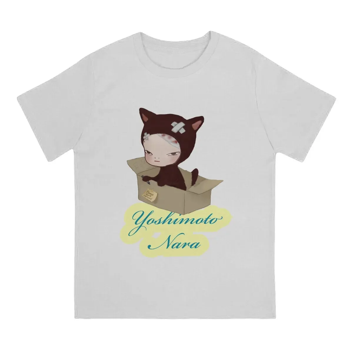 Yoshitomo Nara Japanese Artist Cute Cat in Box Tshirt Graphic Men Polyester Tops Homme Summer Short Sleeve Harajuku T Shirt