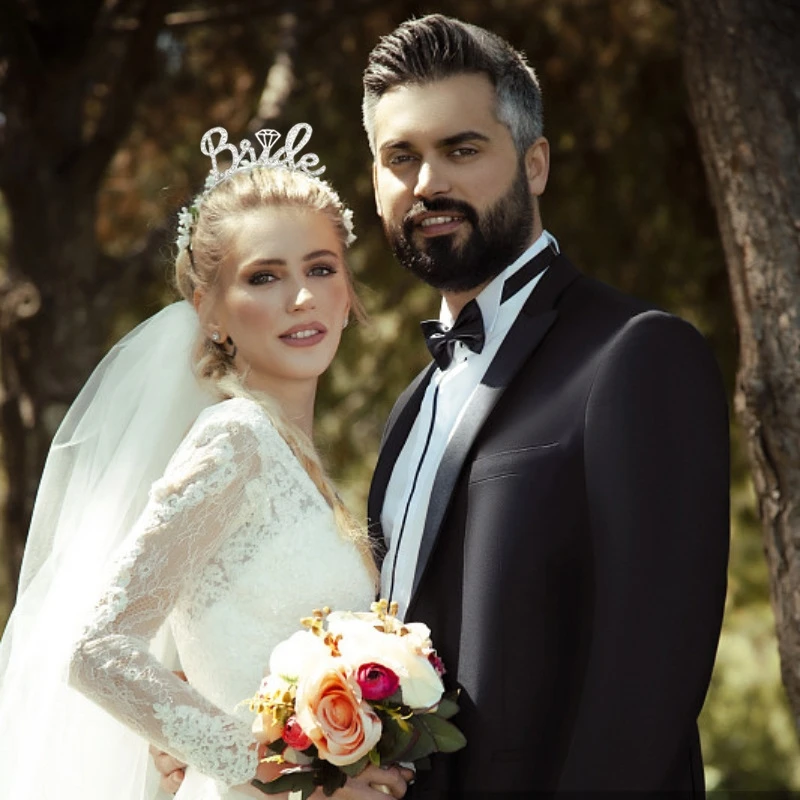 3 قطعة حفل زفاف خطوبة الزفاف دش زينة لوازم العروس لتكون تيارا تاج وشاح الحجاب مجموعة العازبة حفلة Favors #5