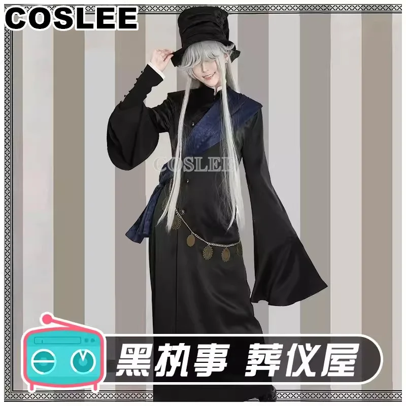 COSLEE Under Taker Cosplay Anime Black Butler Costume Uniform Suit Full Set Halloween Party Outfit Men Role Play Clothing New