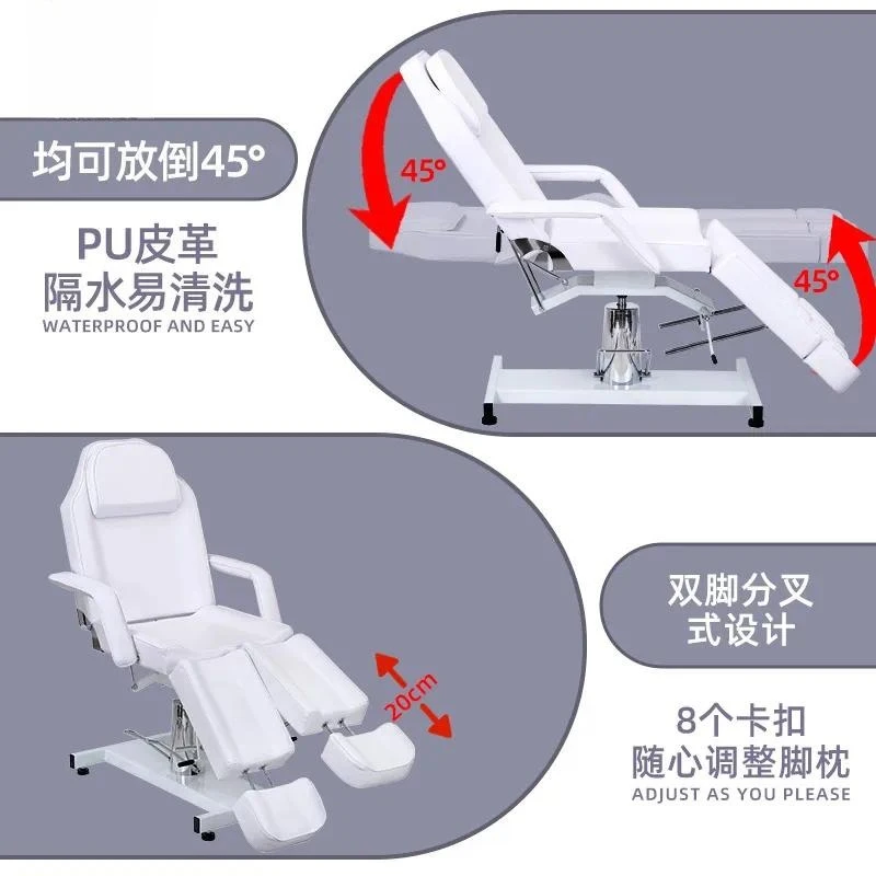 Hongzi Source Factory Cross-border wholesale massage bed can be lifted, rotated and disassembled, headrest lying flat 180 °