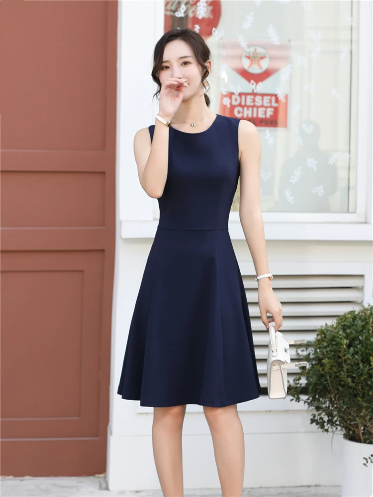 Women's Elegant Black Sleeveless Dress O-Neck Slim OL Work Office Business Navy Blue Tank top Big Swing Dresses Summer 2024 - AliExpress 200000345 Women's Elegant Black Sleeveless Dress O-Neck Slim OL Work Office Business Navy Blue Tank top Big Swing Dresses Summer 2024 - AliExpress 200000345