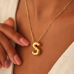 New 3D 26 Initials Balloon Letter Necklace Personalized Name A-Z Bubble Alphabets Pendant Choker For Men Women Fashion Jewelry