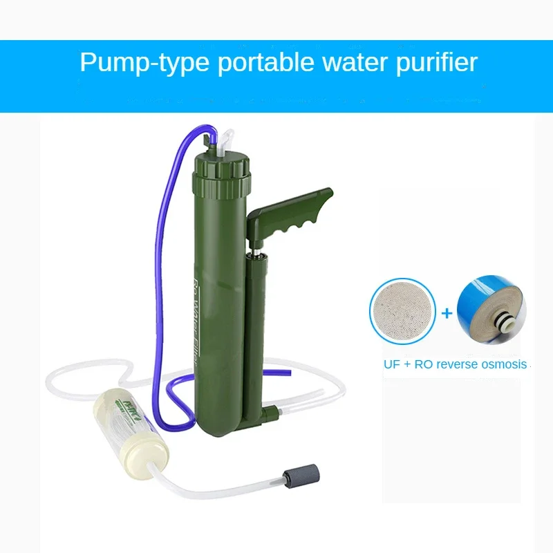 Outdoor Water Purifier Filter Pressure Pump Portable Water Purifier Type Survival Emergency Camping Hiking Survival Equipment