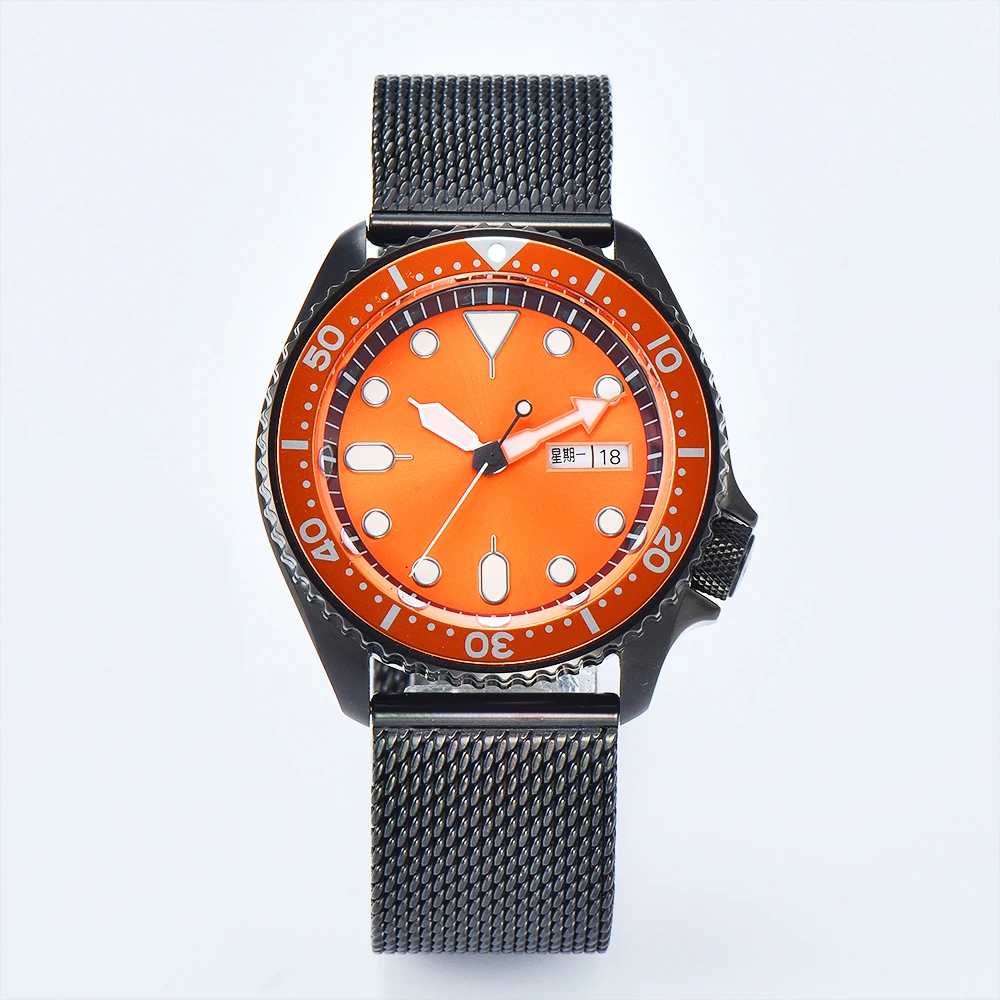 Часы мужские механические, водонепроницаемые автоматические светящиеся из нержавеющей стали с сапфировым стеклом, 42 мм, NH36, в японском стиле, деловые