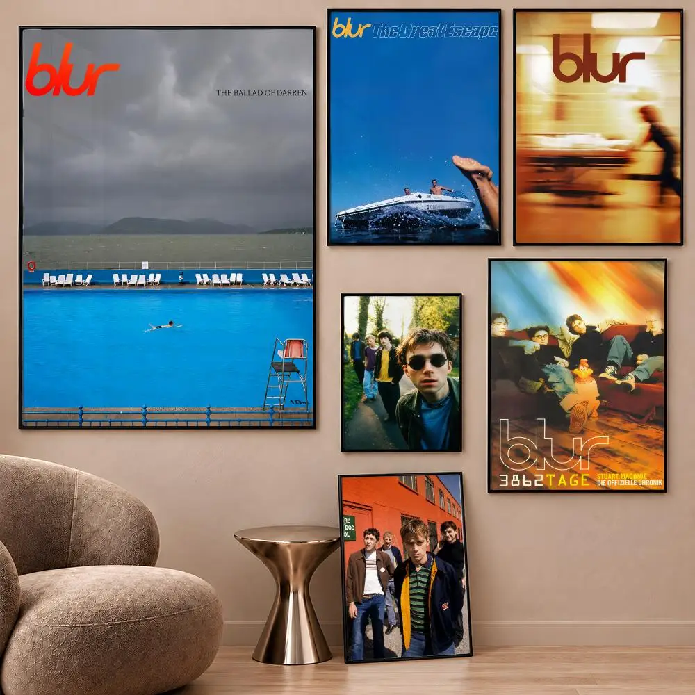 Band Blur Parklife Song 2 Damon Albarn Poster Aesthetic Wall Art Poster HD Waterproof PP Self Adhesive Bedroom Dorm Room Decor