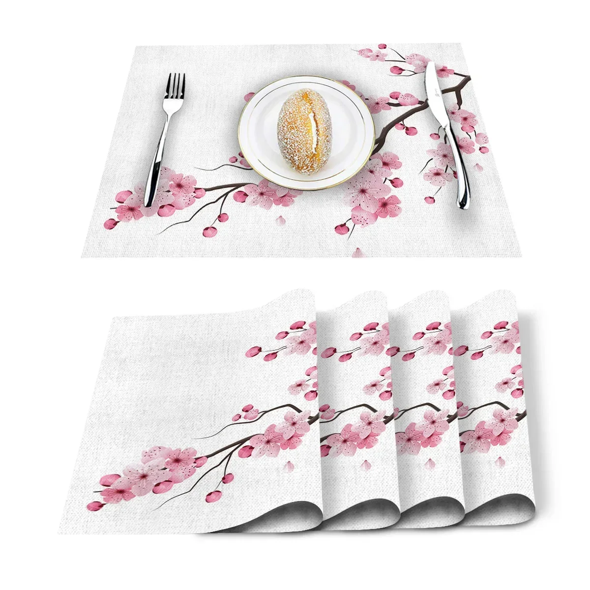 

Japanese Cherry Blossom Pattern Table Mat Kitchen Decoration Placemat Table Napkin For Wedding Dining Accessories Table Mat