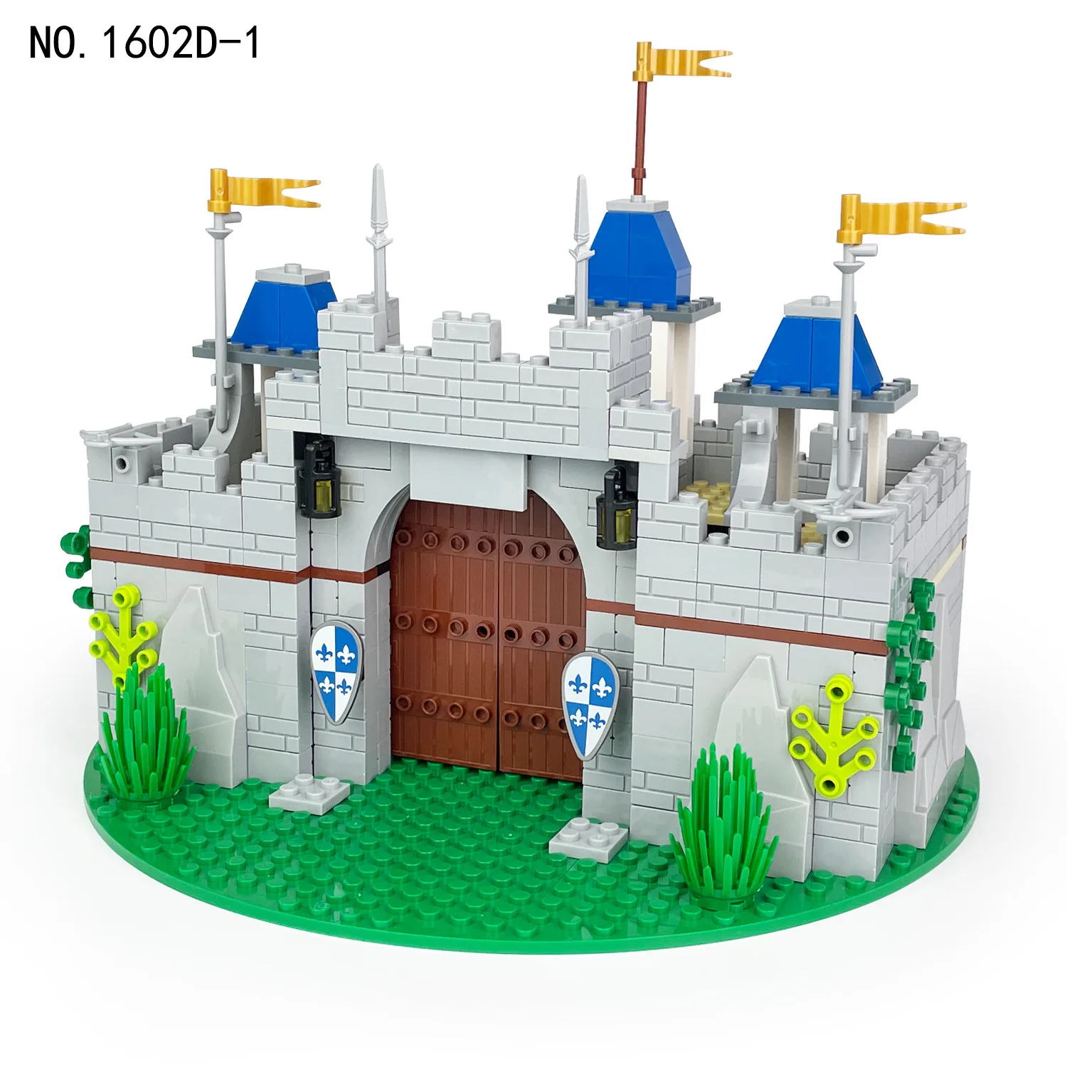 MOC Medieval Military Castle Series Building Blocks Rome Knights Soldier Figures City Gate Shield Sword Flag Weapons Bricks Toys