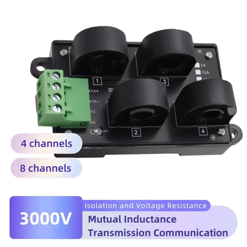 Multi Channel Ac Current Sensor Module 0-50A Input Rs485 Modbus Rtu Communication for Power Monitoring Energy Management