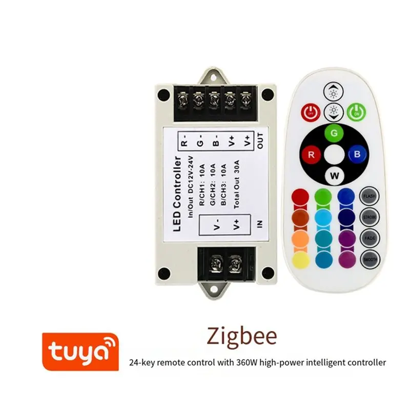 Bluetooth-Compatible LED Controller For RGB/RGBW Strip Lights, 360W, DC12-24V With 24Key IR Remote-A78U