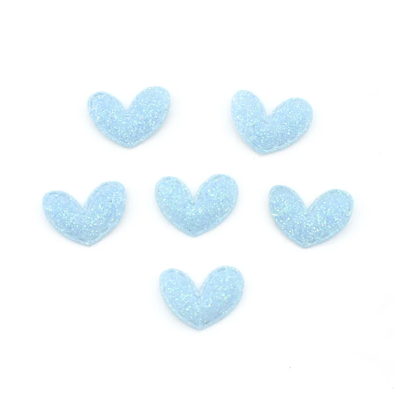 60Pcs Kawaii Glitter Little Heart Patches 2CM Padded Appliques for Clothes Sewing Supplies DIY Craft Decoration