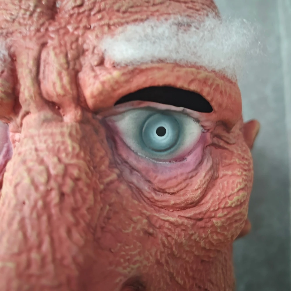 الرعب الأحمر الوجه الرجل العجوز قناع واقعية التجاعيد اللاتكس كامل رئيس تأثيري غطاء رأس للحفلات تحت عنوان المزحة هالوين عيد الميلاد