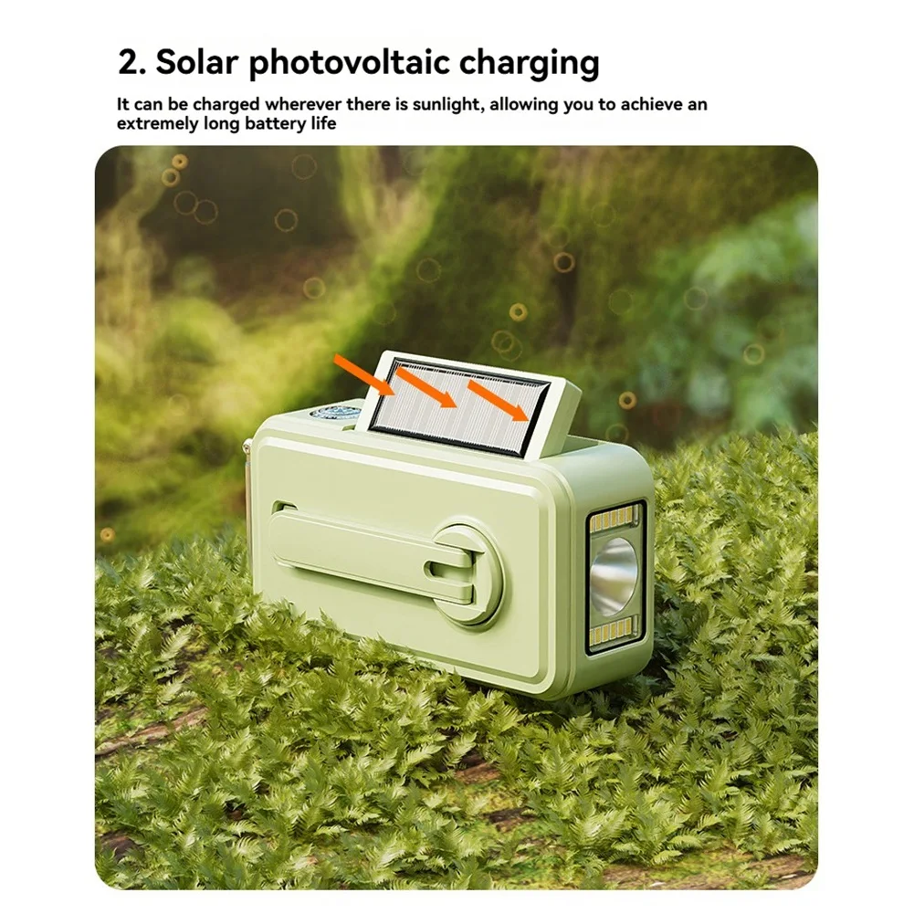 

L62A Solar Powered Hand Crank Radio Emergency Full-Band AM FM NOAA Weather Alert SOS LED Flashlight Power Bank