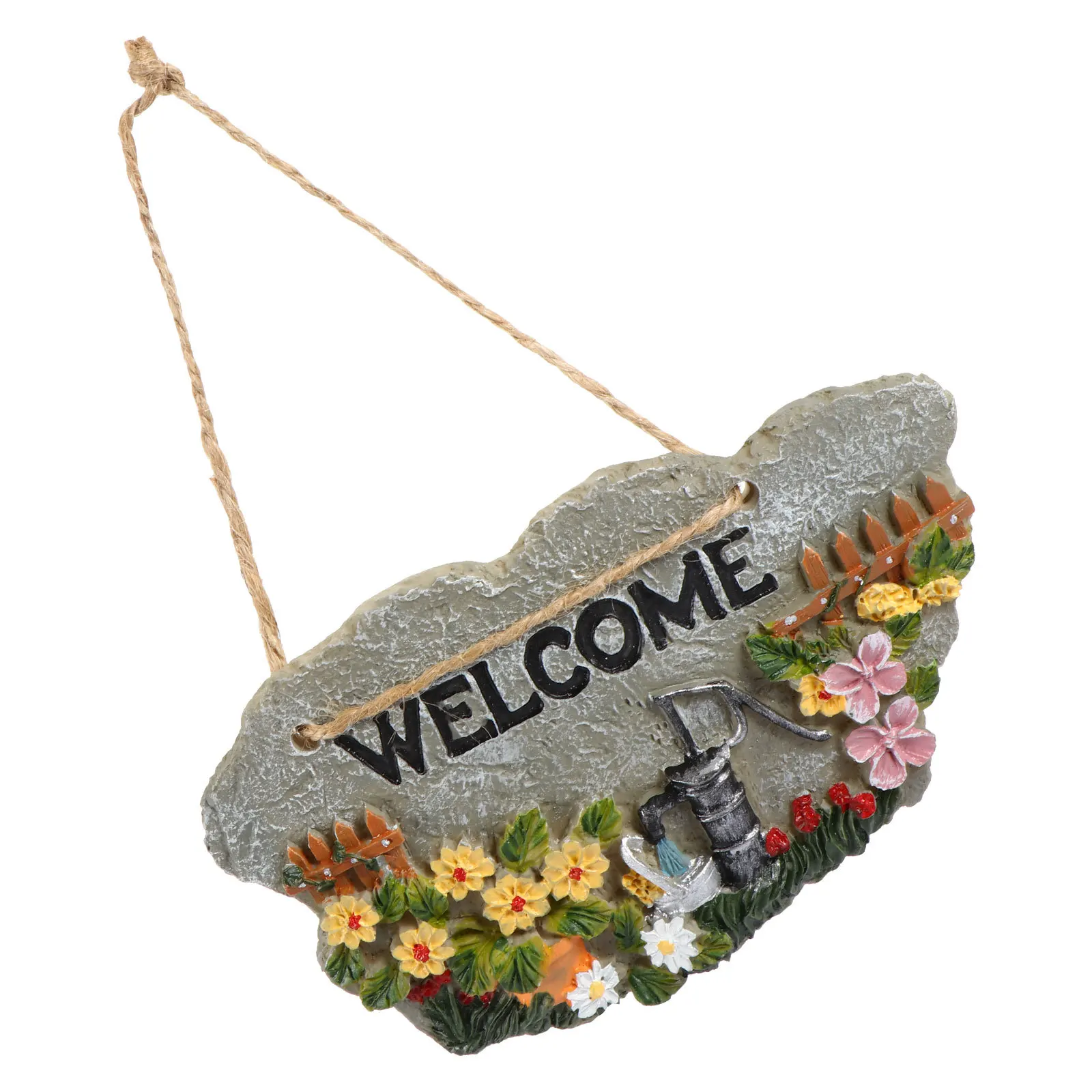 

Creative Resin Welcome Hanging Sign Garden Doorplate Pendant Decorative Ornament for Home Store Cafe Garden Decor