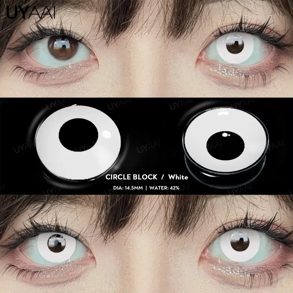UYAAI Cosplay Witte Lenzen Halloween Kleur Contactlenzen Crazy White Eye Lenzen Anime Zwarte Make Up Lenzen Vampier Rode Lenzen