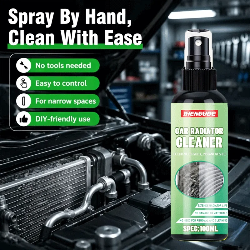 Auto Radiator Cleaner Spray Car Condenser Fin Cleaner Engine Bay Grille Dust Oil Stain Remover