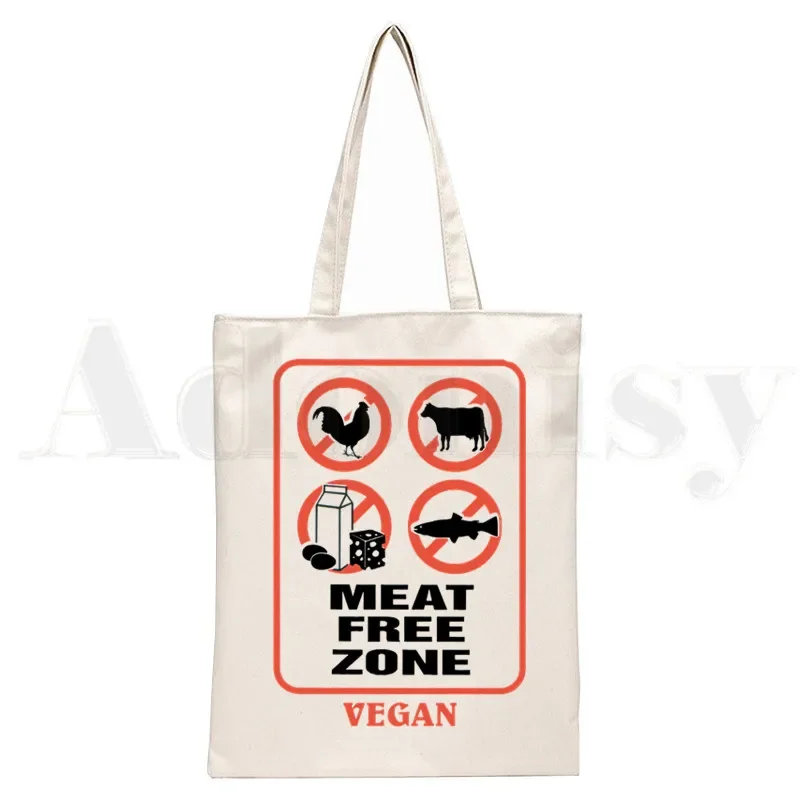 Avocado Vegan Kawaii Vegetarian Vintage Print Reusable Shopping Women Canvas Tote Bags Eco Shopper Shoulder Bags