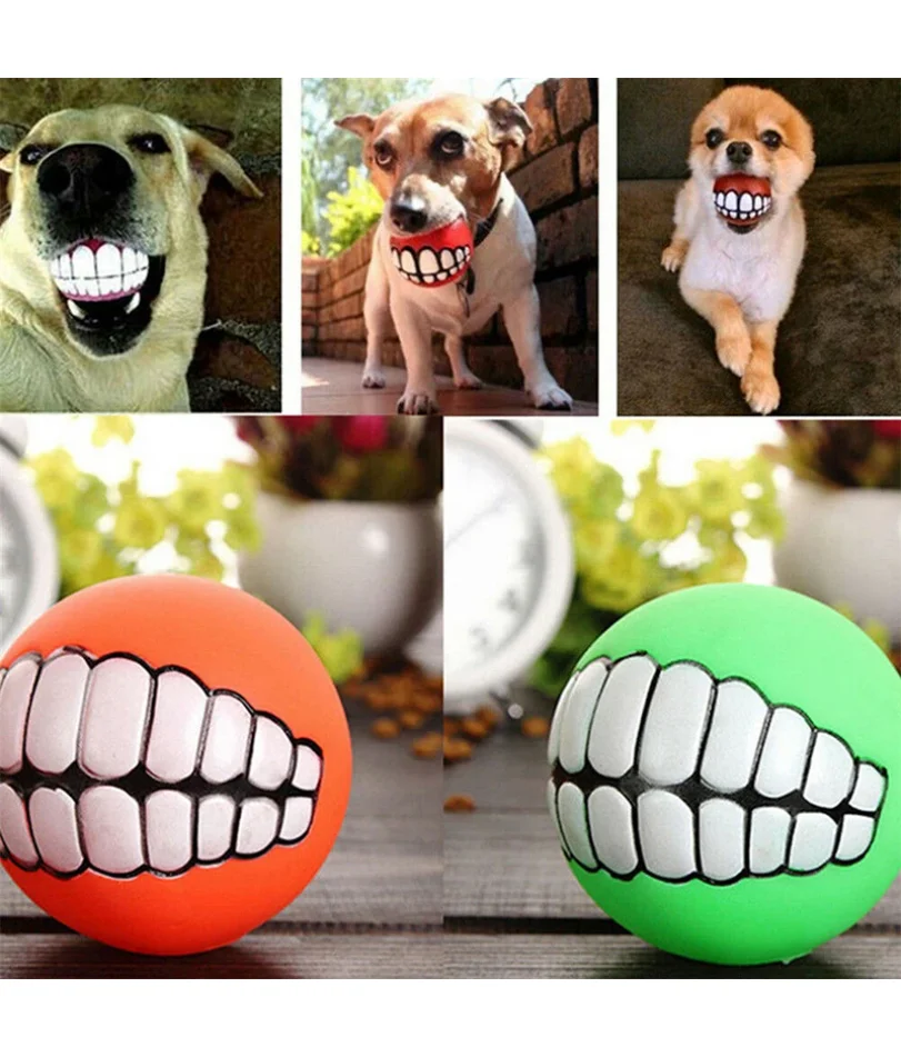 

Pet Dog Ball Teeth Funny Trick Toy Silicone Toy for dogs Chew Squeaker Squeaky Dog Sound toys Pet puppy Toys interactive cat toy