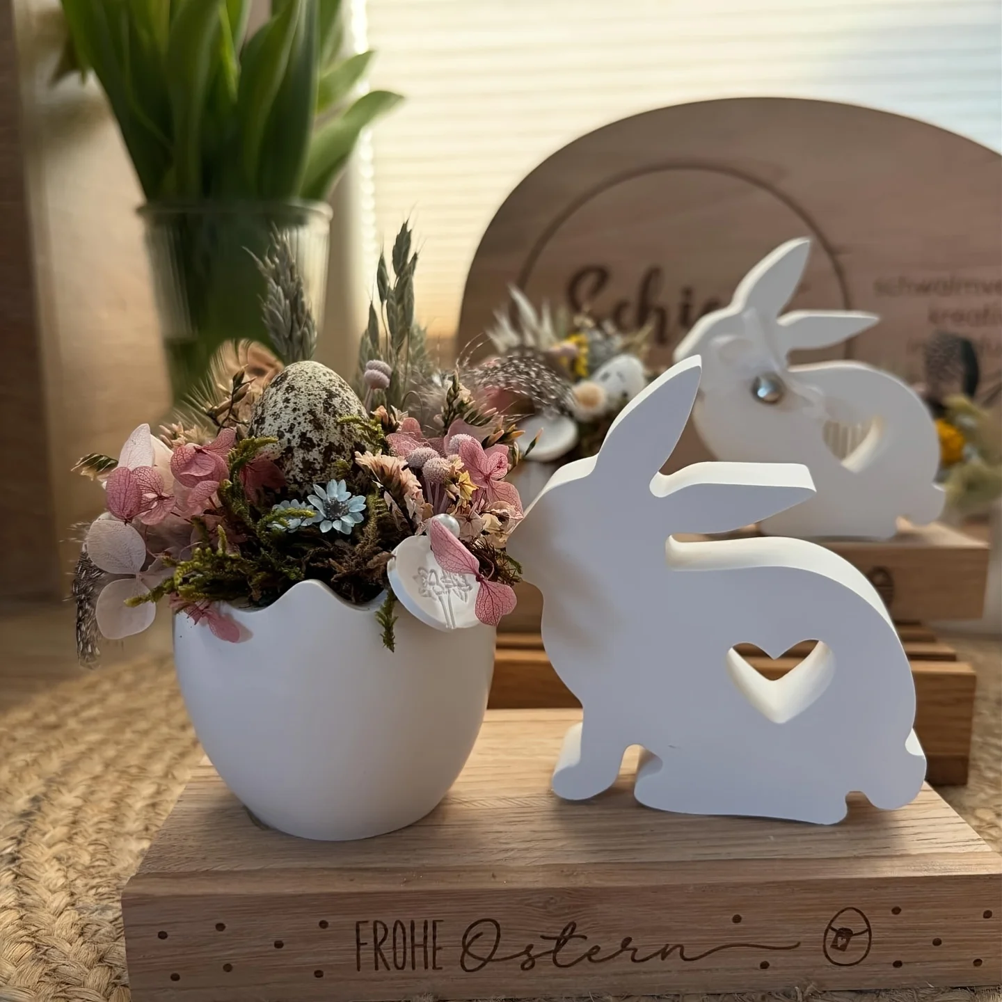 2-teiliges Herz-Kaninchen- und Eierschalen-Cup-Vase-Silikonform-Set für Ostern, Heimdekoration, Kerze und Blumenhandwerk